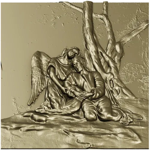 Christ in Gethsemane - high-relief 3D STL model for CNC
