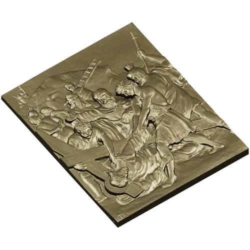High-relief Crucifixion Panel - 3D STL model for CNC carving