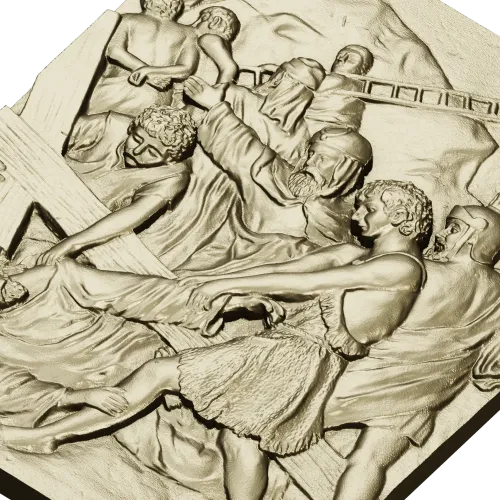 High-relief Crucifixion Panel - 3D STL model for CNC carving