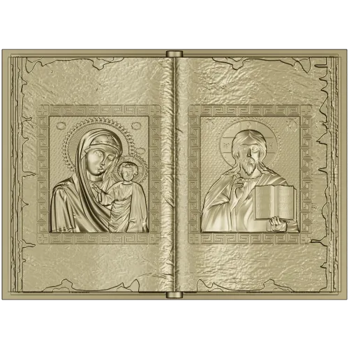 Open Gospel Book - Theotokos & Pantocrator STL 3D model