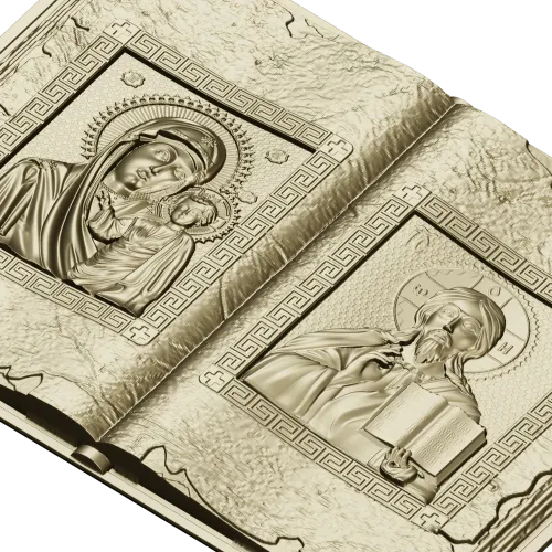Open Gospel Book - Theotokos & Pantocrator STL 3D model