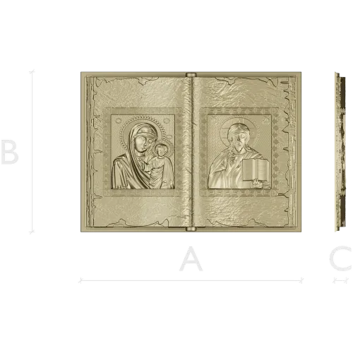 Open Gospel Book - Theotokos & Pantocrator STL 3D model