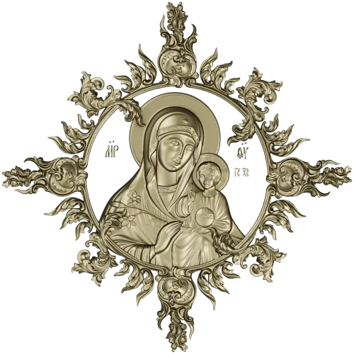 Unfading Flower - Theotokos high-relief 3D STL for CNC