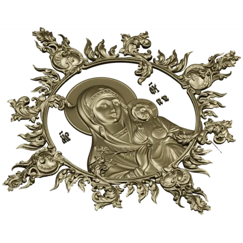 Unfading Flower - Theotokos high-relief 3D STL for CNC