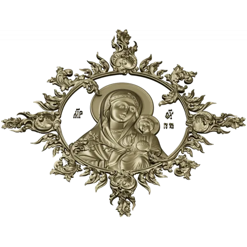 Unfading Flower - Theotokos high-relief 3D STL for CNC