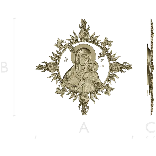 Unfading Flower - Theotokos high-relief 3D STL for CNC