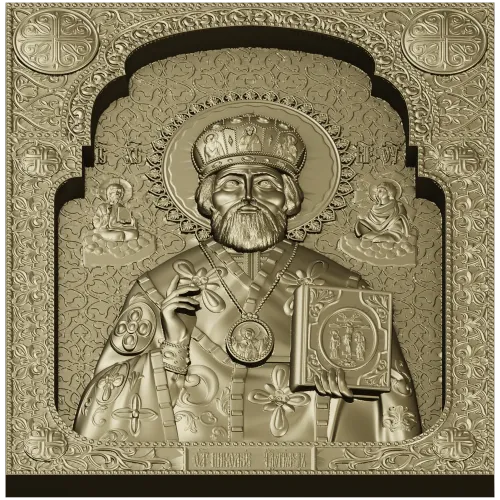 Saint Nicholas the Wonderworker - High-Relief Icon STL for CNC