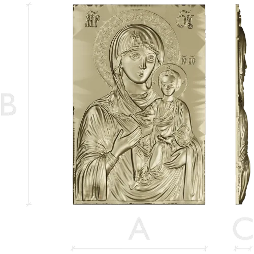 Hodegetria of Athos - Bas-Relief Icon STL for CNC