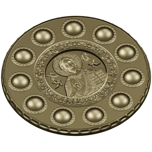 Paschal Tray 3D Model (STL) - Christ Pantocrator Medallion