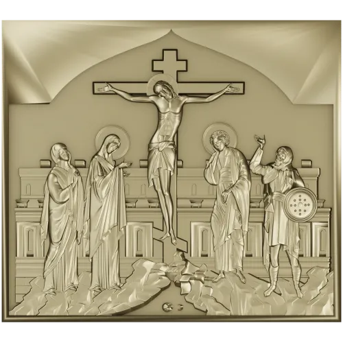 High-relief Crucifixion STL Panel for CNC