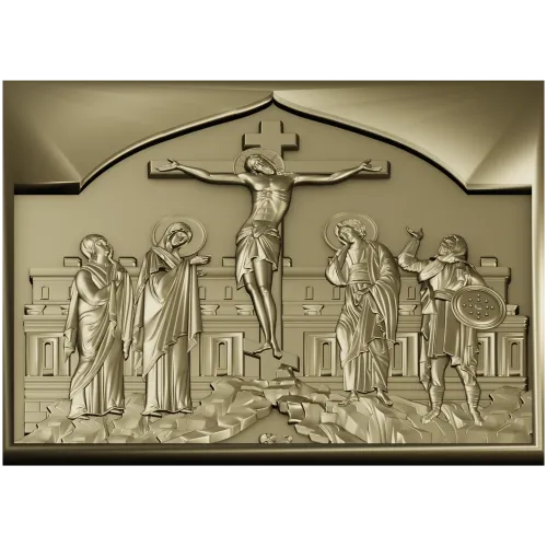High-relief Crucifixion STL Panel for CNC