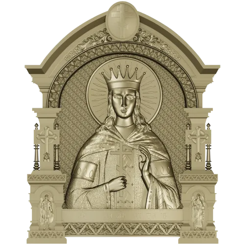 Saint Catherine Icon 3D STL for CNC