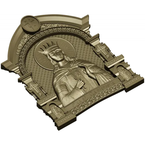 Saint Catherine Icon 3D STL for CNC