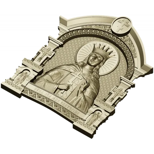 Saint Catherine Icon 3D STL for CNC