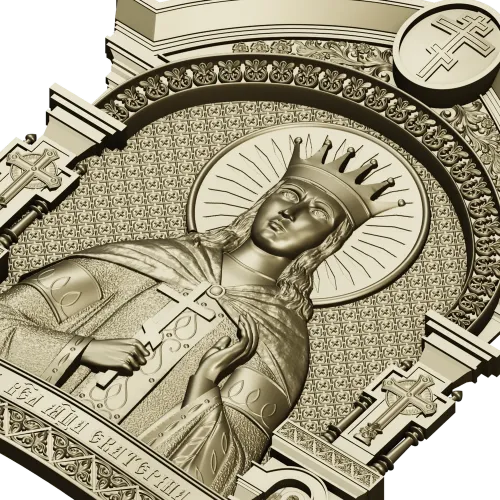 Saint Catherine Icon 3D STL for CNC