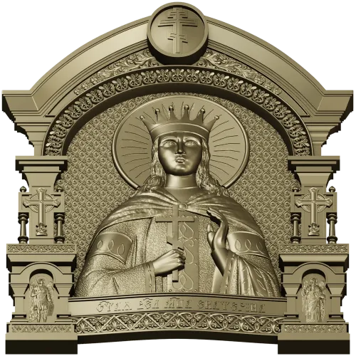 Saint Catherine Icon 3D STL for CNC