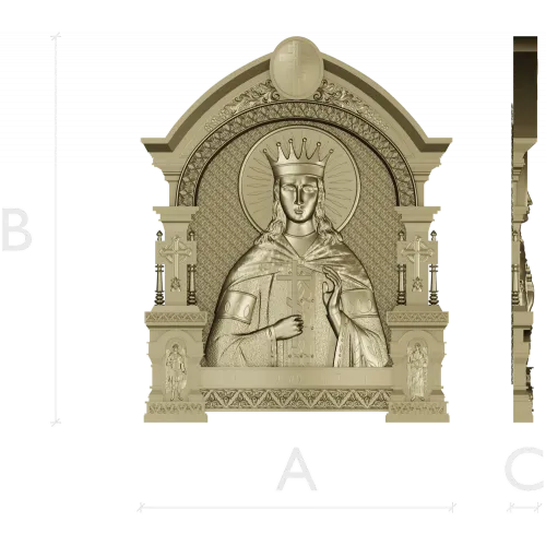 Saint Catherine Icon 3D STL for CNC