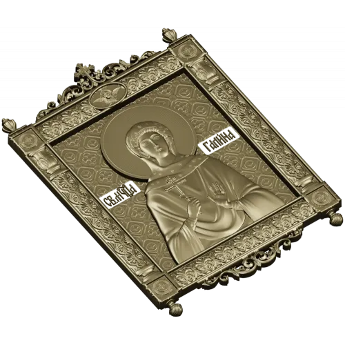 Saint Galina icon STL for CNC - high-relief religious panel