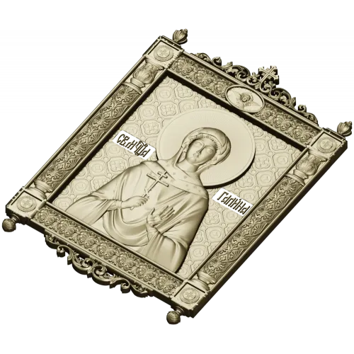Saint Galina icon STL for CNC - high-relief religious panel