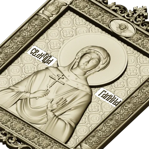 Saint Galina icon STL for CNC - high-relief religious panel
