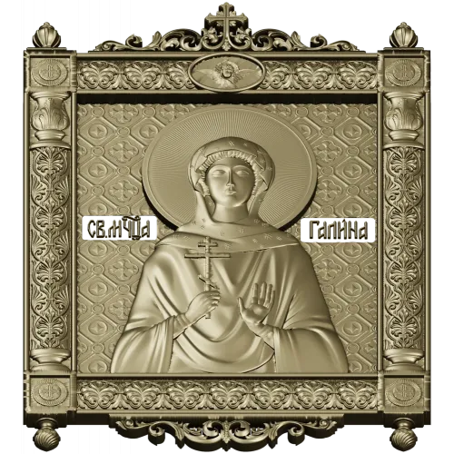 Saint Galina icon STL for CNC - high-relief religious panel