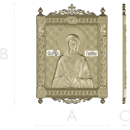 Saint Galina icon STL for CNC - high-relief religious panel