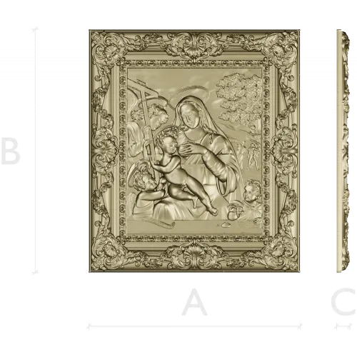Holy Madonna - detailed STL 3D model for CNC relief carving