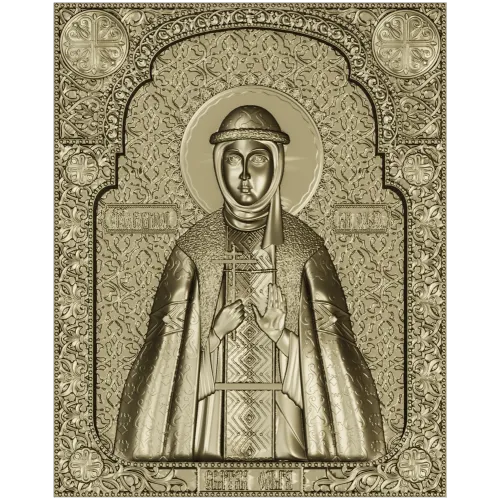 Saint Olga icon panel - 3D STL model for CNC milling
