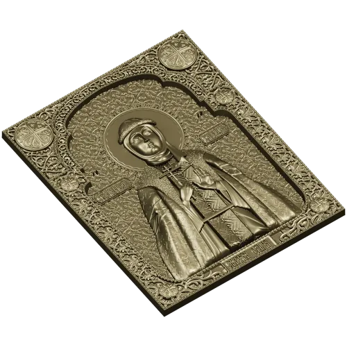 Saint Olga icon panel - 3D STL model for CNC milling