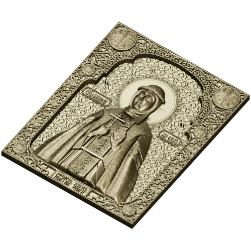 Saint Olga icon panel - 3D STL model for CNC milling