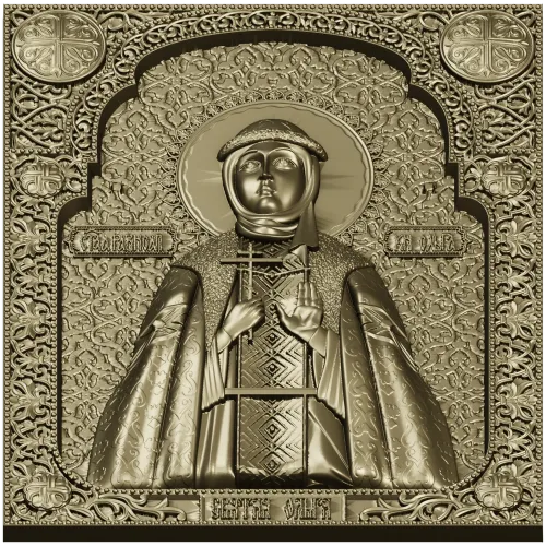 Saint Olga icon panel - 3D STL model for CNC milling