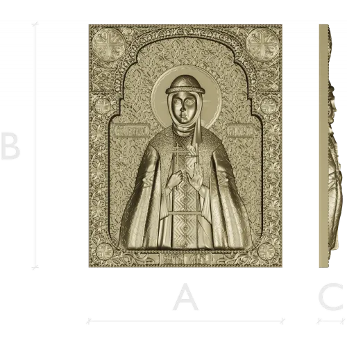 Saint Olga icon panel - 3D STL model for CNC milling