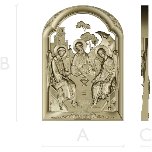 Святая Троица - рельефная икона в формате STL для ЧПУ