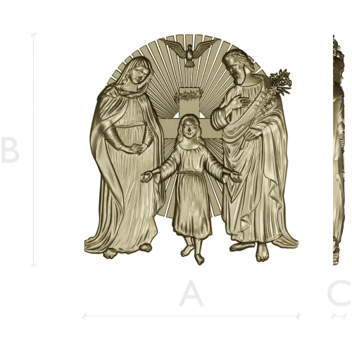 Holy Family bas-relief STL for CNC