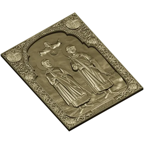 Saints Boris and Gleb - high relief icon STL for CNC