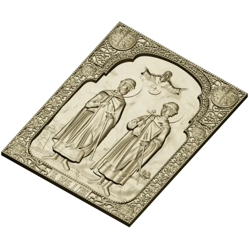 Saints Boris and Gleb - high relief icon STL for CNC