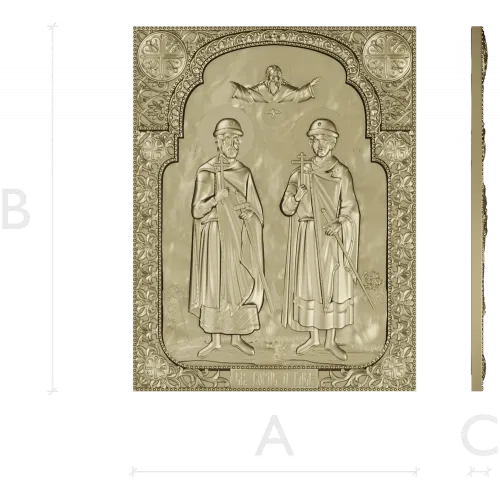 Saints Boris and Gleb - high relief icon STL for CNC