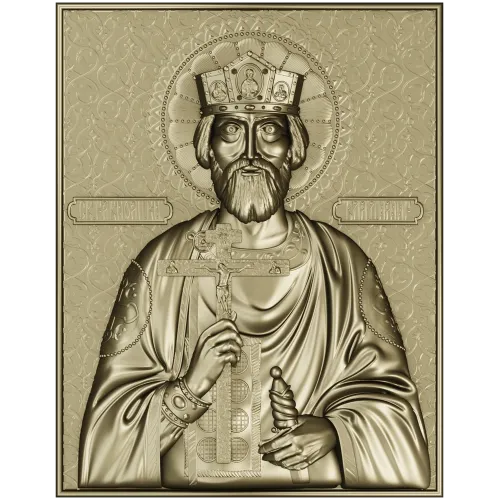 Orthodox bas-relief crowned prince icon STL for CNC
