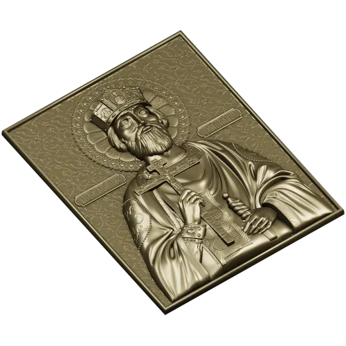 Orthodox bas-relief crowned prince icon STL for CNC