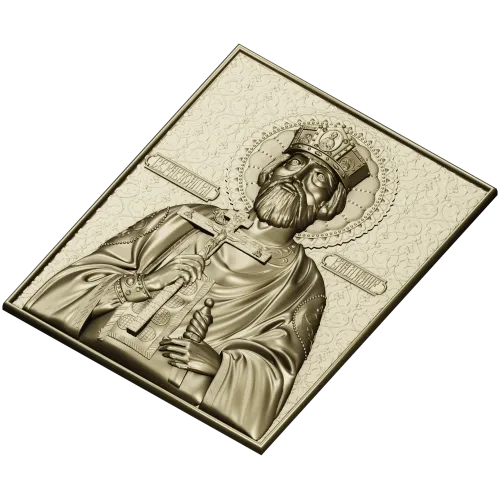 Orthodox bas-relief crowned prince icon STL for CNC
