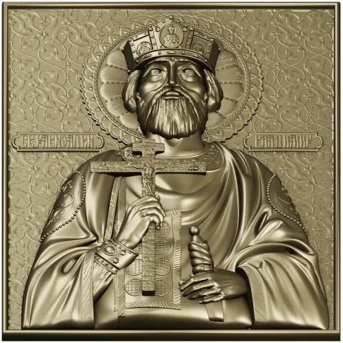 Orthodox bas-relief crowned prince icon STL for CNC