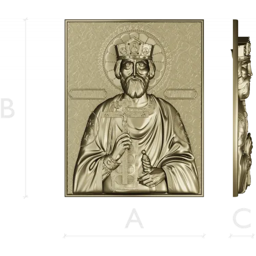 Orthodox bas-relief crowned prince icon STL for CNC
