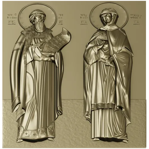 Икона Святых Петра и Февронии - 3D STL панно для ЧПУ