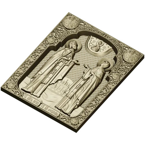 Saints Peter and Fevronia icon relief STL for CNC