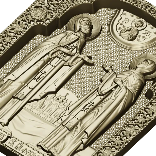 Saints Peter and Fevronia icon relief STL for CNC