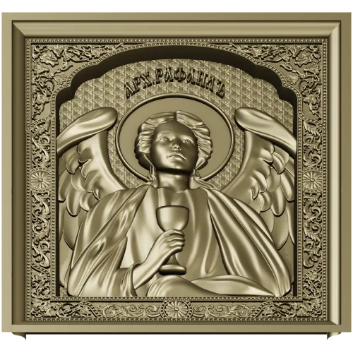 Saint Raphael high-relief icon STL for CNC