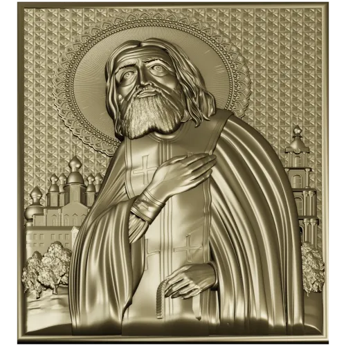 Saint Seraphim of Sarov - high-relief STL icon