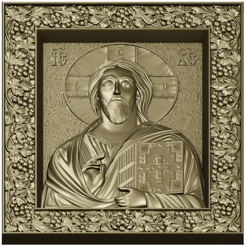 Spas Vsedergitel (Christ Pantocrator) - High-Relief STL Icon