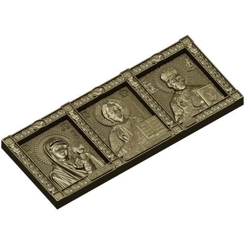 Тройник - Богородица, Господь Вседержитель, Николай Чудотворец (3D модель STL)