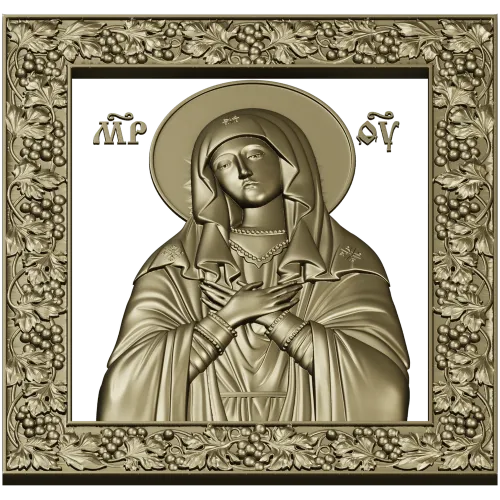 Virgin of Tenderness - high-relief STL 3D model for CNC